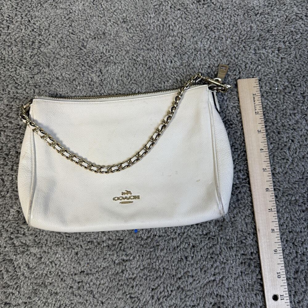 Coach Carrie Cross Body Bag Purse Womens Medium White Leather Chain Zip F22212 - Picture 9 of 12